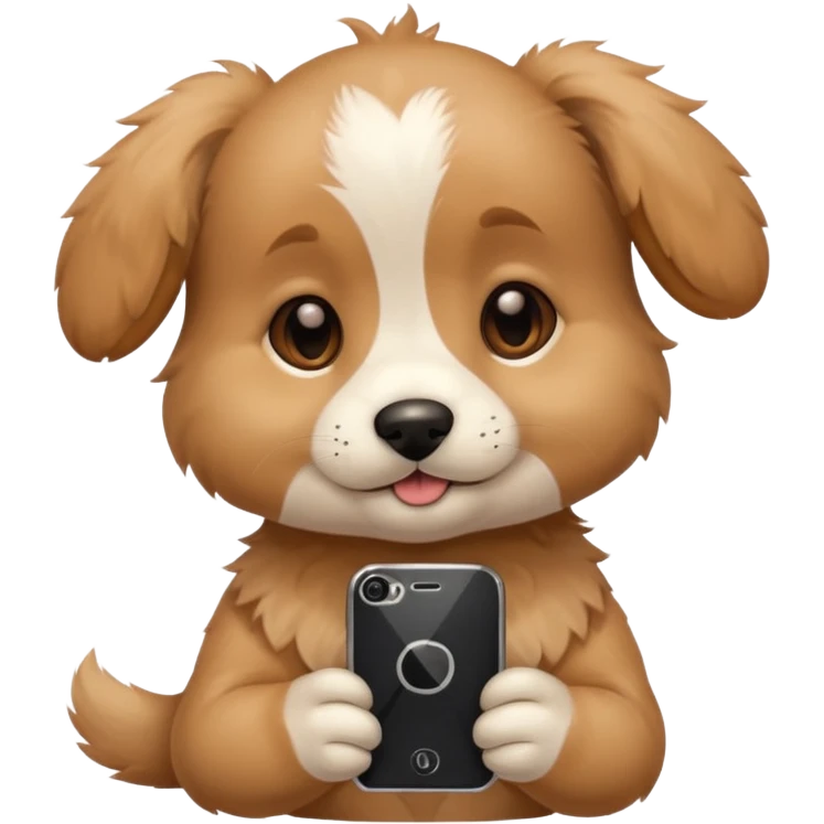 puppy with phone emoji