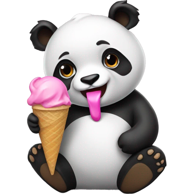 Panda eating ice cream pink emoji