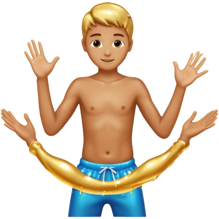 Golden liquid around the dancing boy hands without body emoji