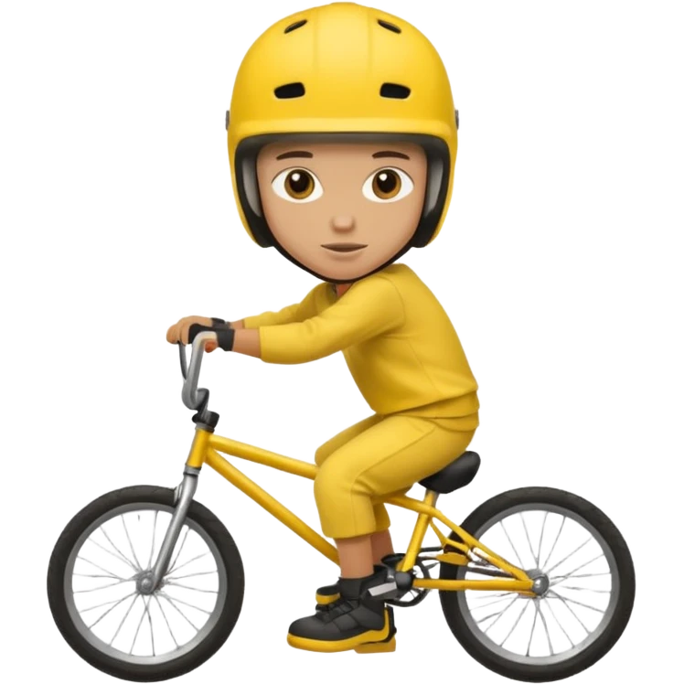 BMX rider yellow man with helmets emoji