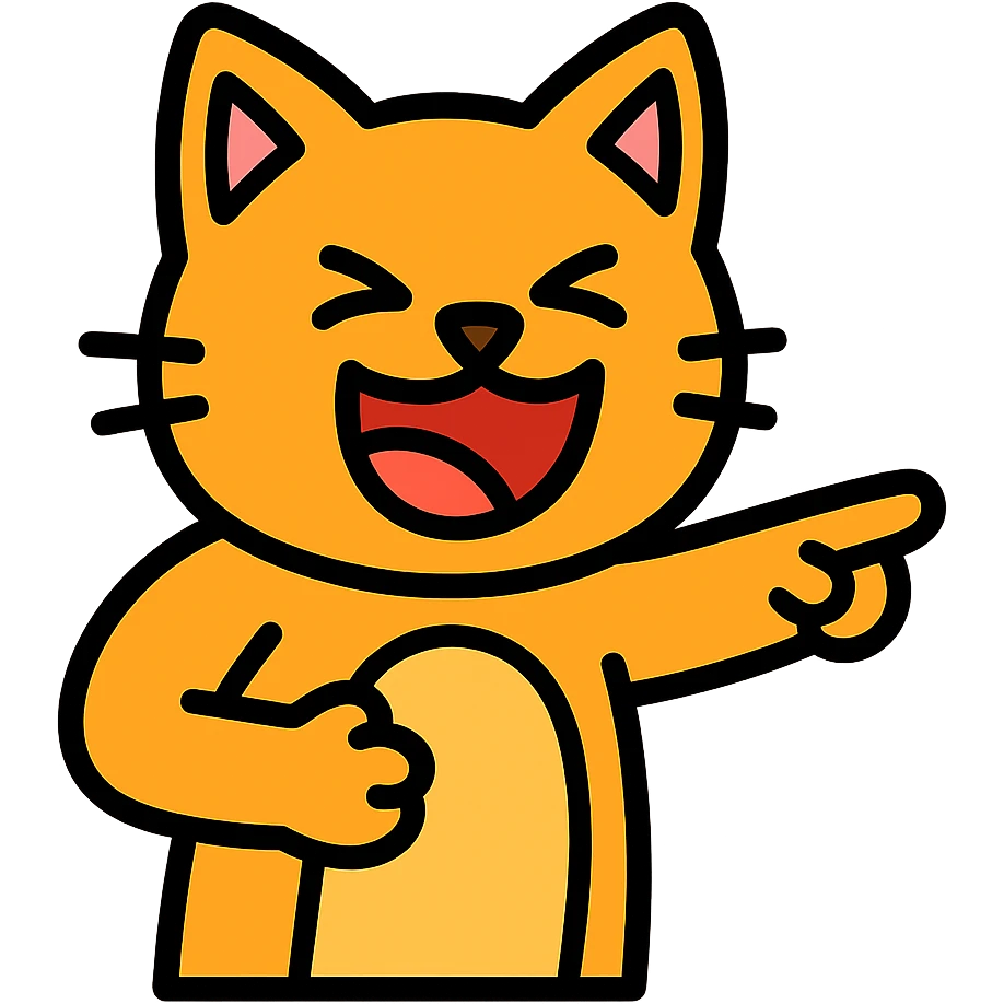 cat pointing and laughing icon emoji