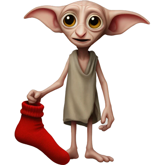 Dobby holds a red sock in his hand emoji