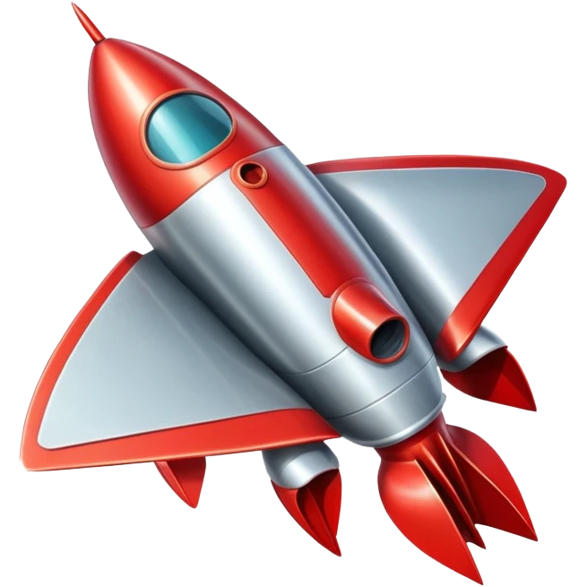 1950s retro rocket ship with fins emoji