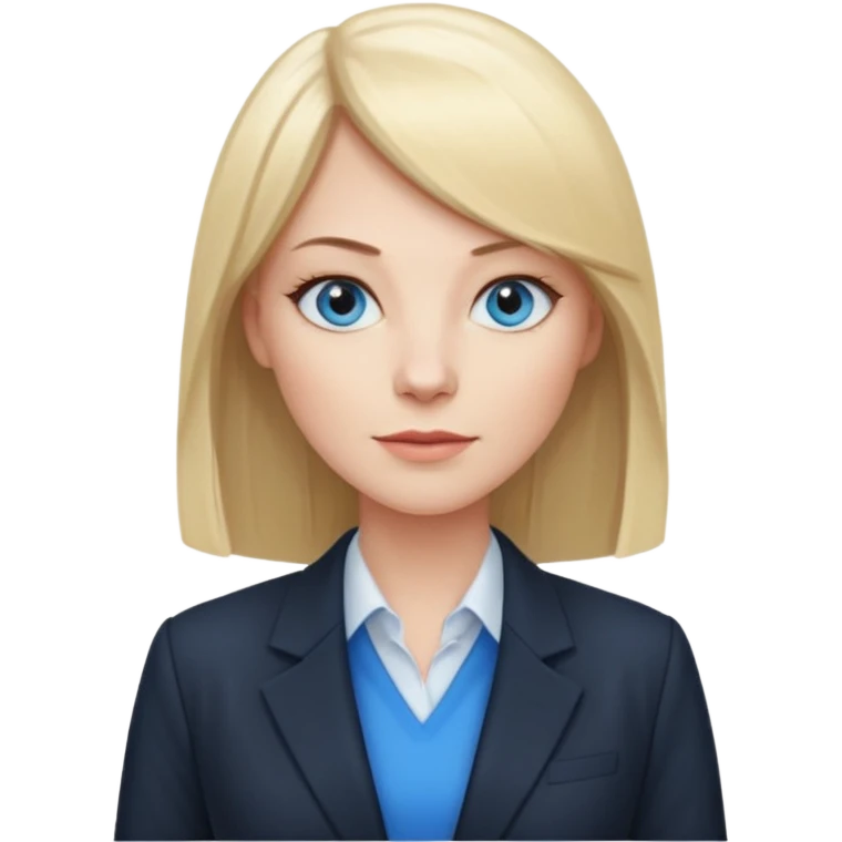 40 yr old white woman, pale skin, long straight blond hair parted in center, blue eyes, bangs, dress clothes for work emoji