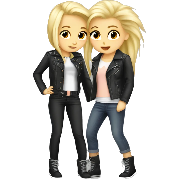 Two lesbian kissing punks rock blond girls techno  emoji
