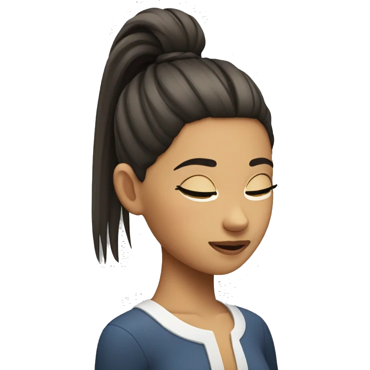 A girl with closed eyes and a high ponytail  emoji