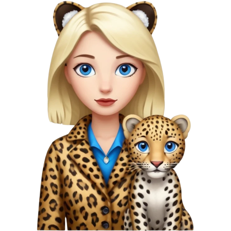  Snow blue eyes leopard-whole body emoji