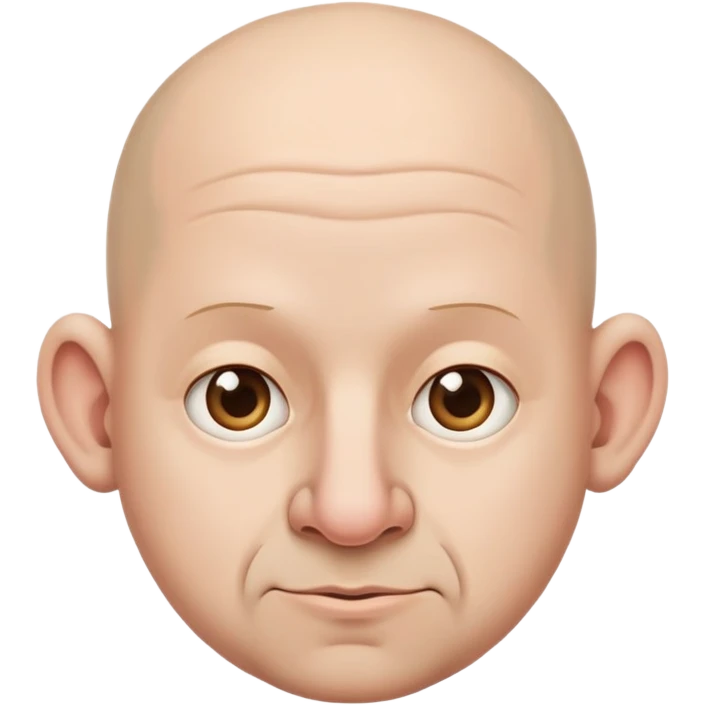Bald guy with big ears, big nose and a little fatty emoji