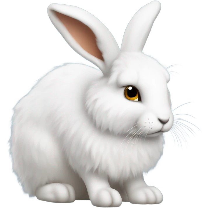 white hare very fluffy with no feet laying down, side view emoji