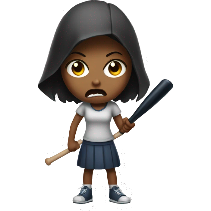 Angry girl with a bat in her hand  emoji