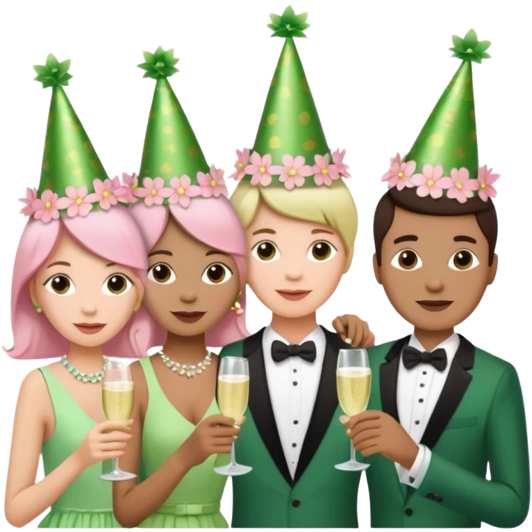 light green and light pink floral party emoji
