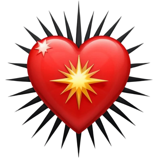 heart with black and red starburst emoji