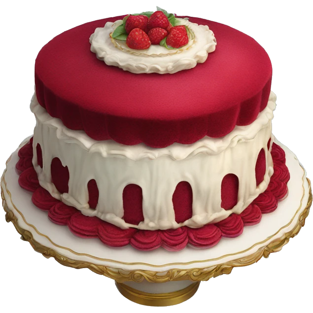 highly detailed rococo red velvet cake emoji