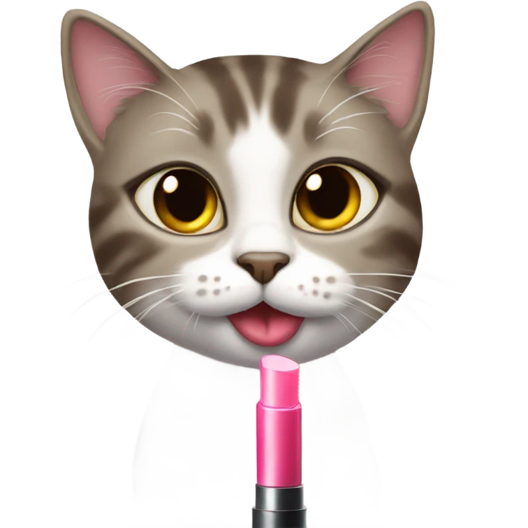 Cat putting lipgloss emoji