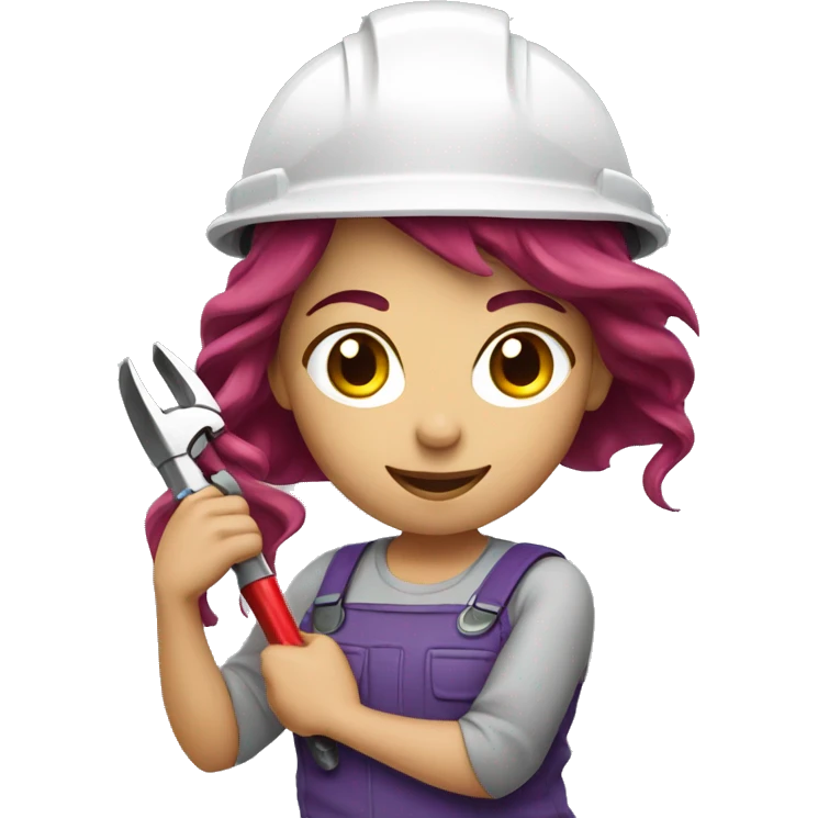 Female electrician with purplered hair and tools  emoji