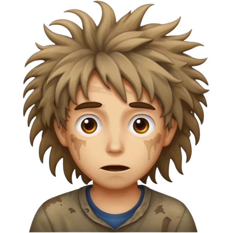 a person with a wild weird expression and messy hair emoji