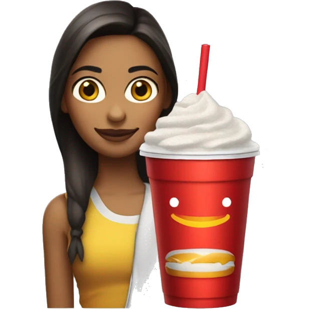 Chica con una orden de McDonalds y un vaso de coca cola  emoji
