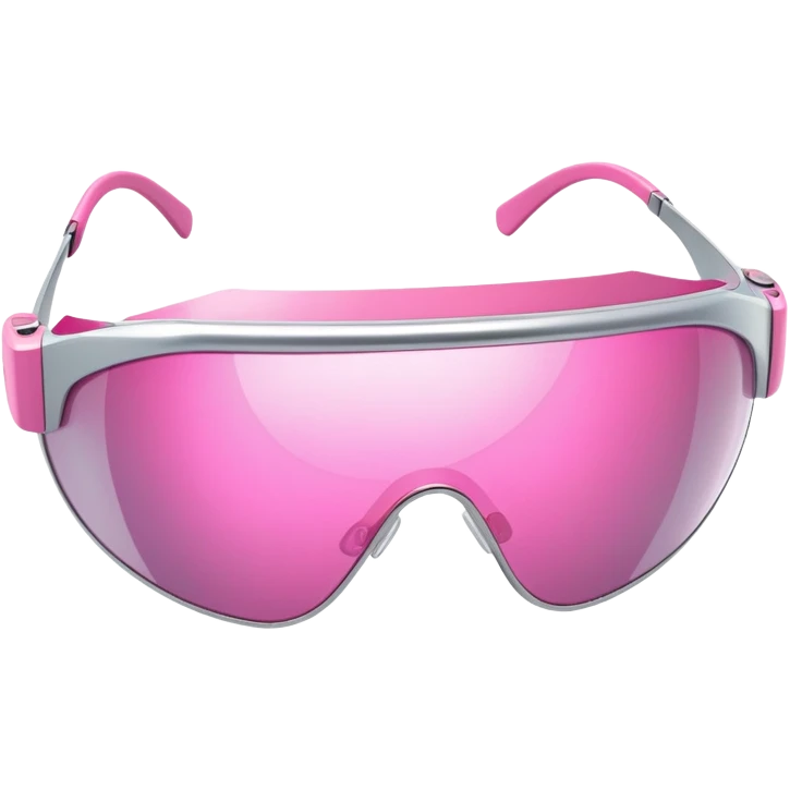 pink tinted shield visor glasses with metallic rim, Y2K futuristic style emoji
