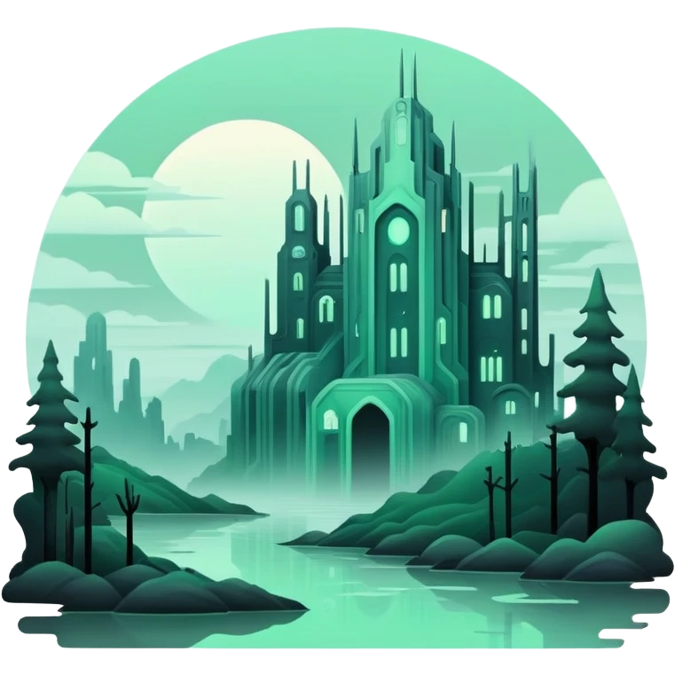 Ghostly Pastel Black Green White Spectral Gloomy Dusky Dystopian Apocalyptic Aesthetic Scenery Deco emoji
