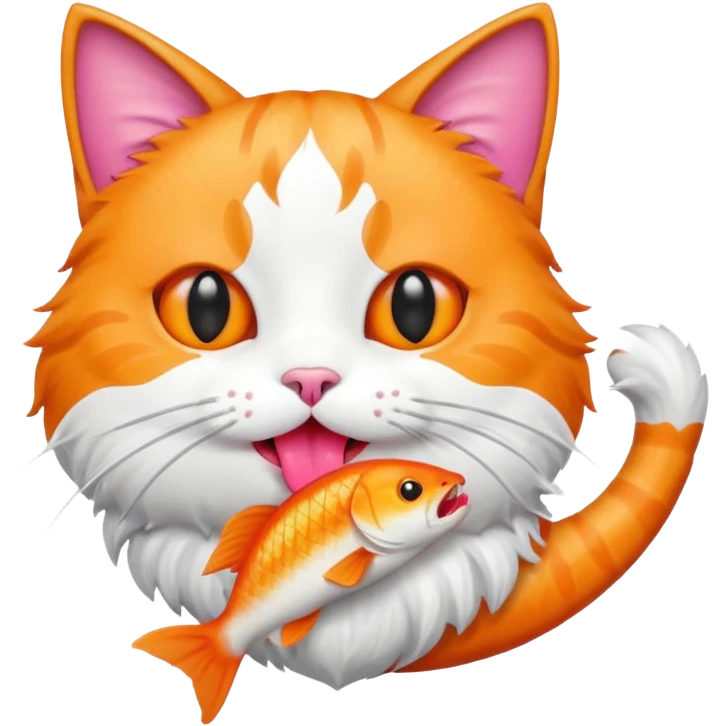 kucing makan ikan emoji