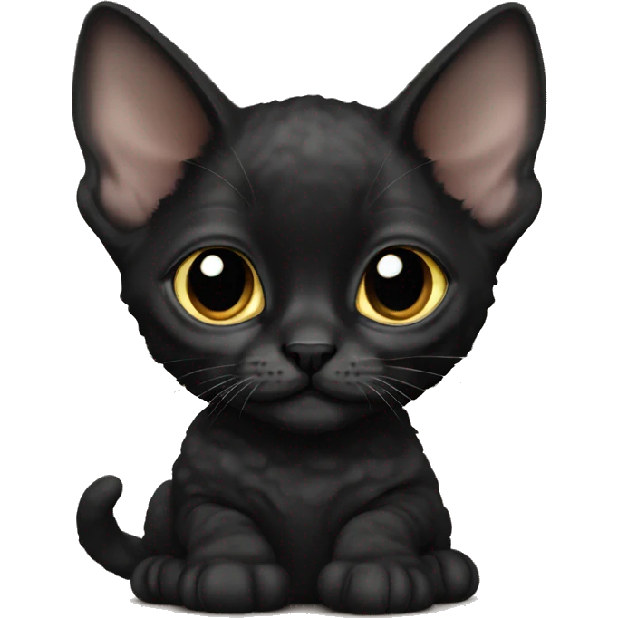 Black Devon Rex kitten emoji
