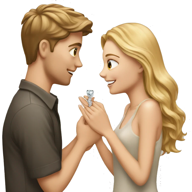 white boy proposing with engagement ring to white girl  emoji