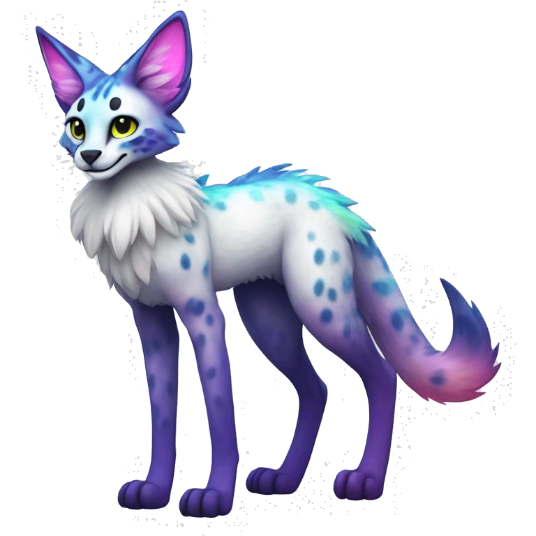 Cute Kawaii Epic Ethereal Sparkly Colorful Sergal-Serval-Vernid full body emoji