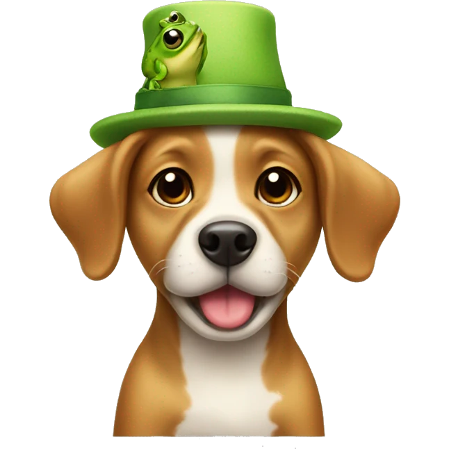 Cute dog waring a cute frog hat emoji
