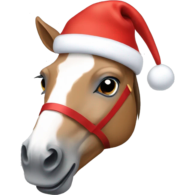 Horse wearing a Christmas hat emoji