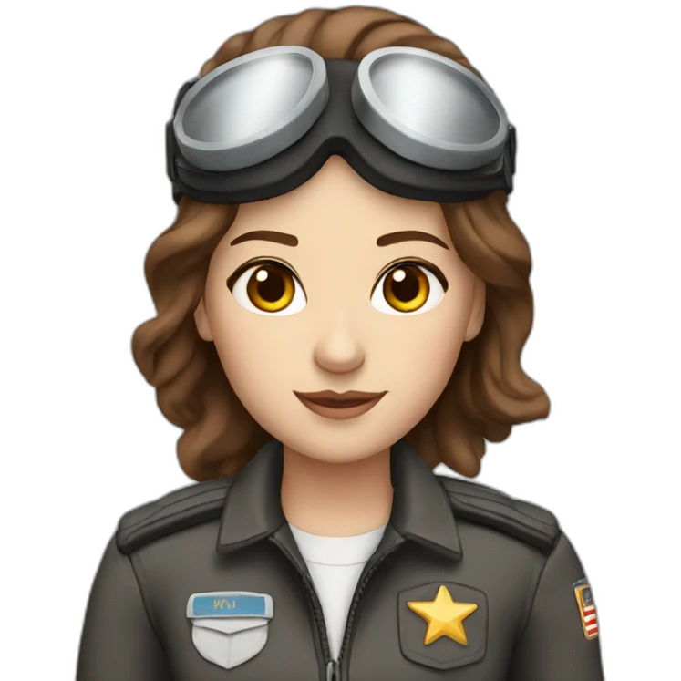 White female pilot with brown hair and brown eyes emoji
