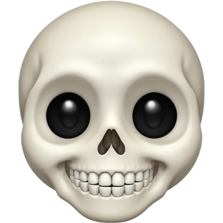 A skeleton face with a big white smile and big black eyes with tiny pupils emoji