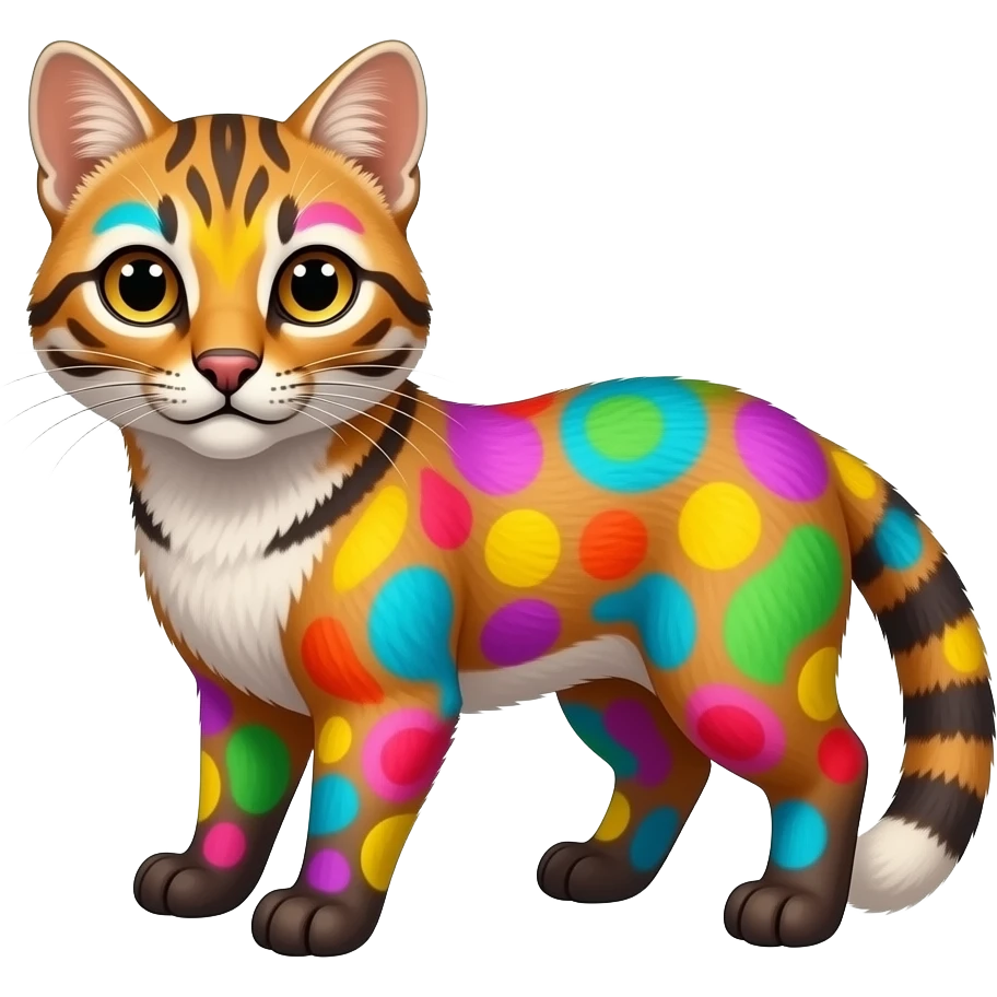 Colorful randomly colored randomly marked Civet-Mankeulv-Vernid-hybrid emoji