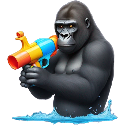 Gorilla with water gun emoji