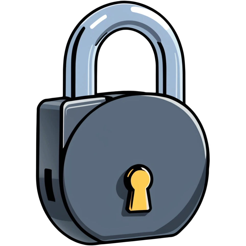 large heavy metal padlock with shiny chrome finish emoji