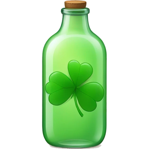 Ios 9.1 emoji style, a four-leaf clover in a glass bottle emoji