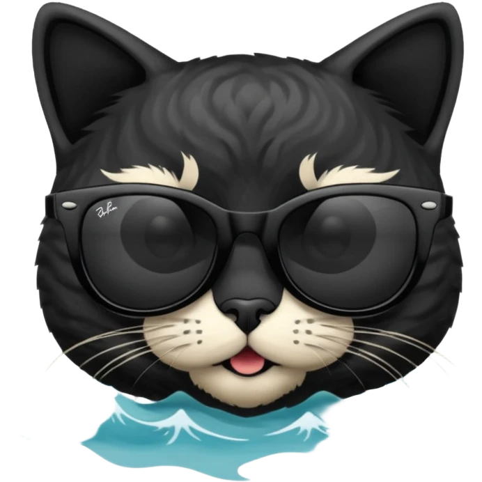 a bad kitty on the waves. make the cat look devlishish with a pair of black ray bans wayfers on emoji