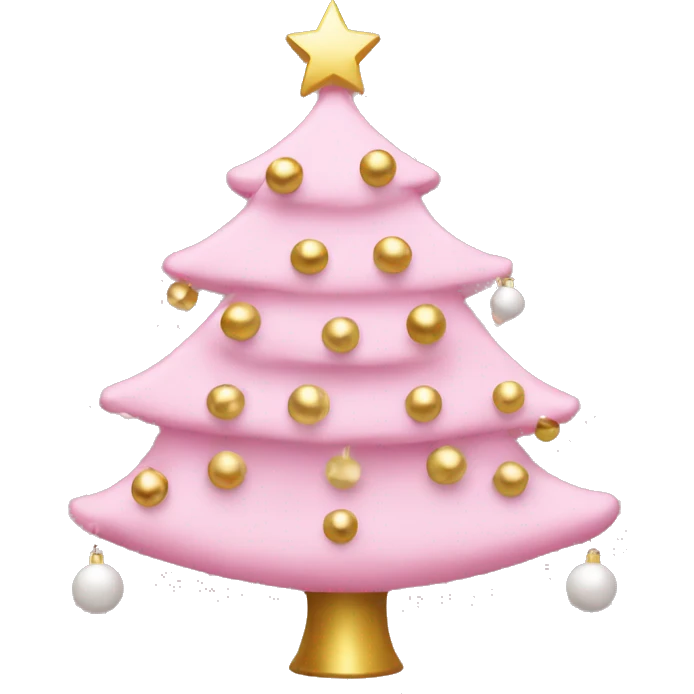 Pink christmas tree with white and gold balls emoji