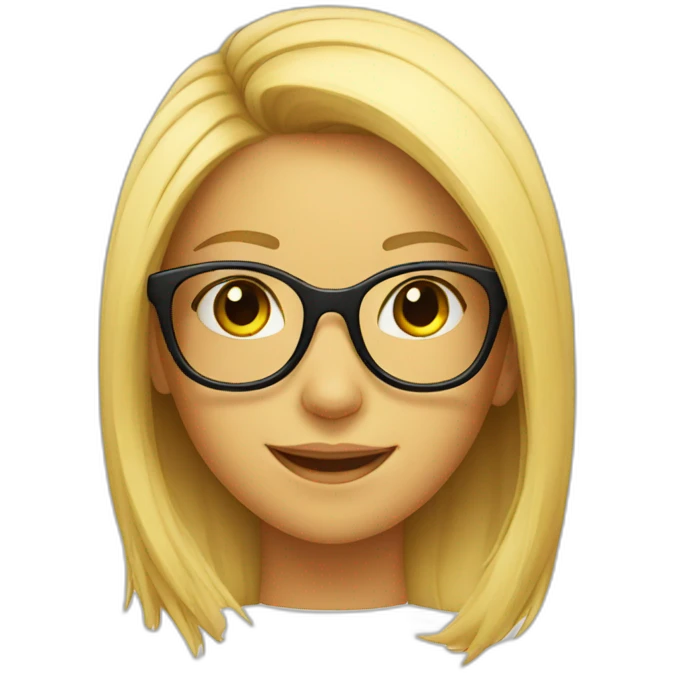 Girl's head in black glasses smile emoji