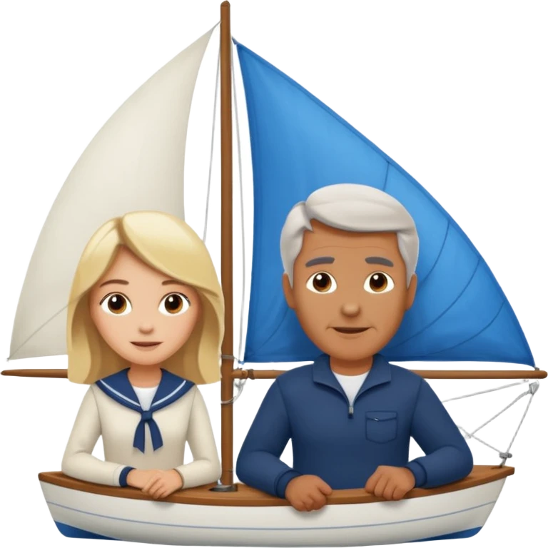 older brown haired guy blonde girl sailing emoji