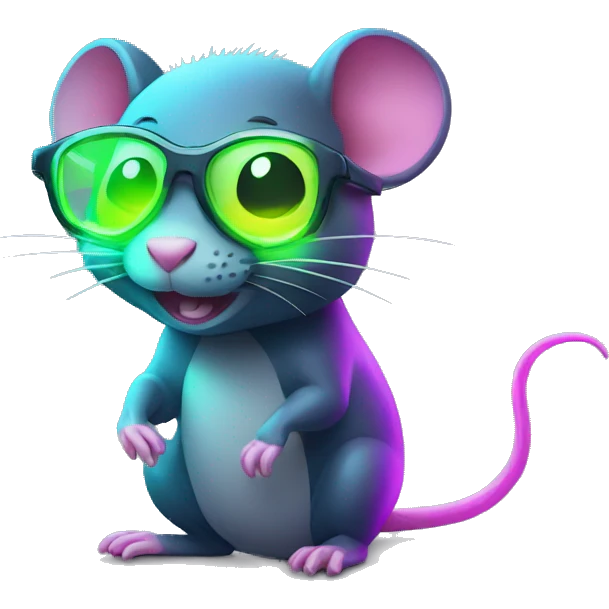 rat with glowing neon emoji