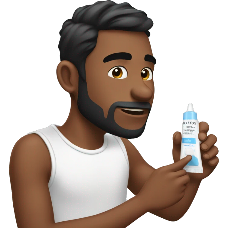 Ian putting on acne cream emoji