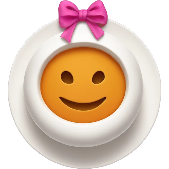 Pumpkin Soup without a Face in a white Bowl with a pink bow at the bowl emoji