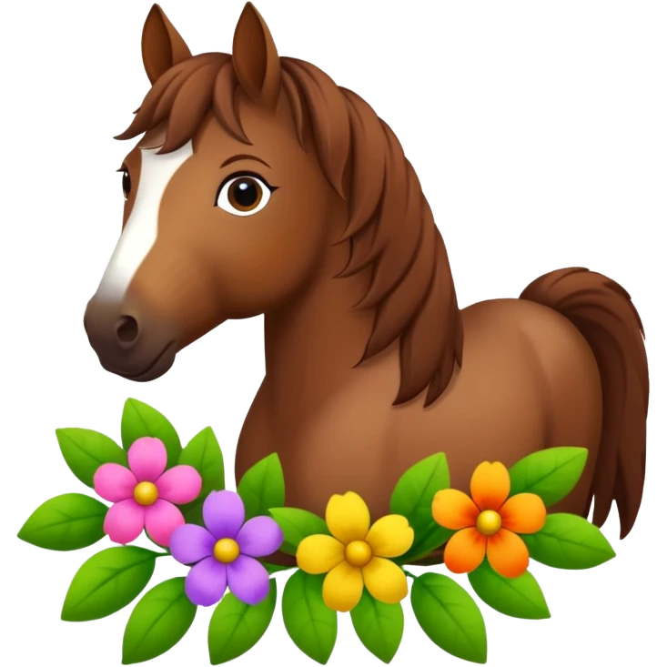 Horse with flowers around it emoji
