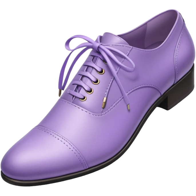 A 3D cartoon lavender-purple Formal shoes with soft texture, lace-up detail, and smooth reflections, isolated on plain background, Memoji-style. emoji