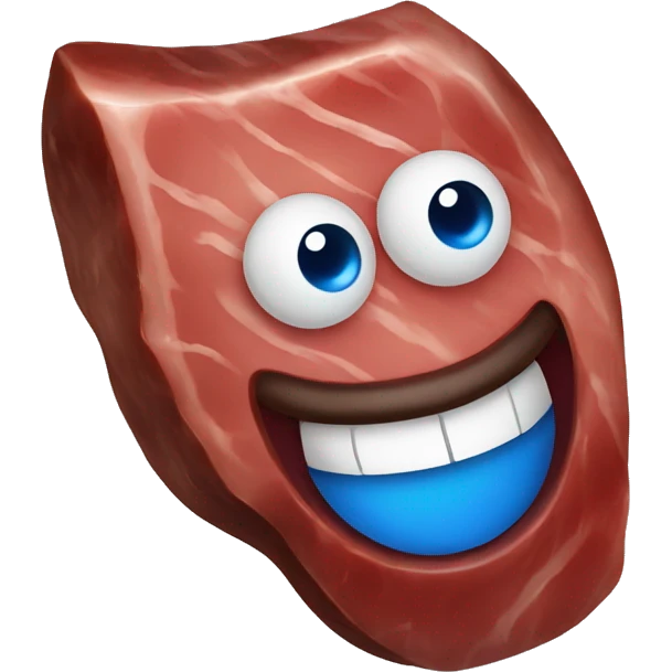 steak with blue eyes sticking its tongue out  emoji