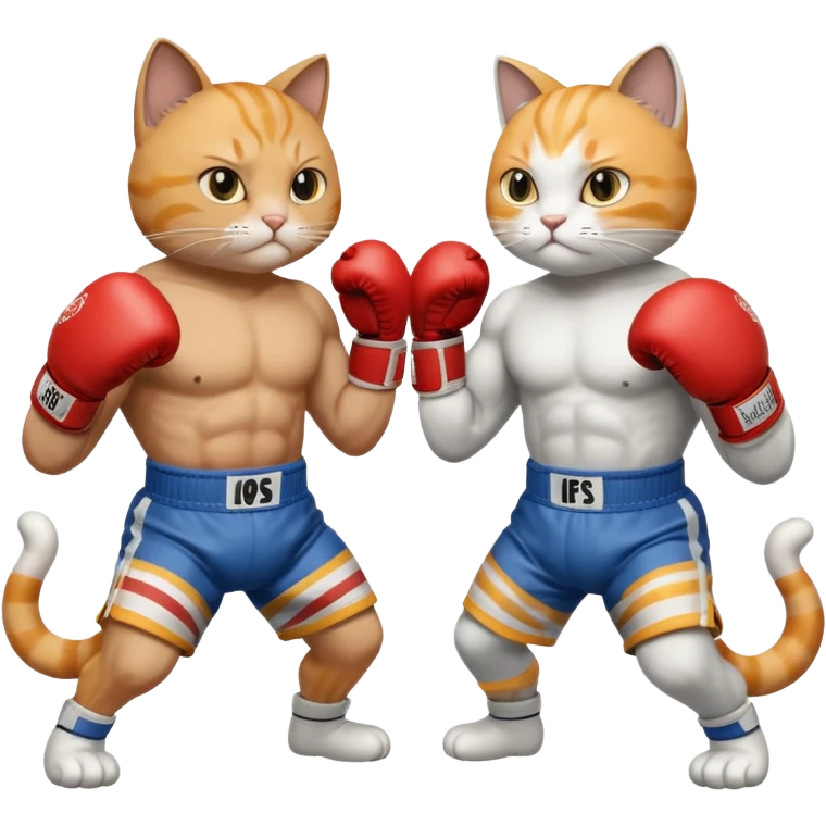 Two buff cats boxing emoji