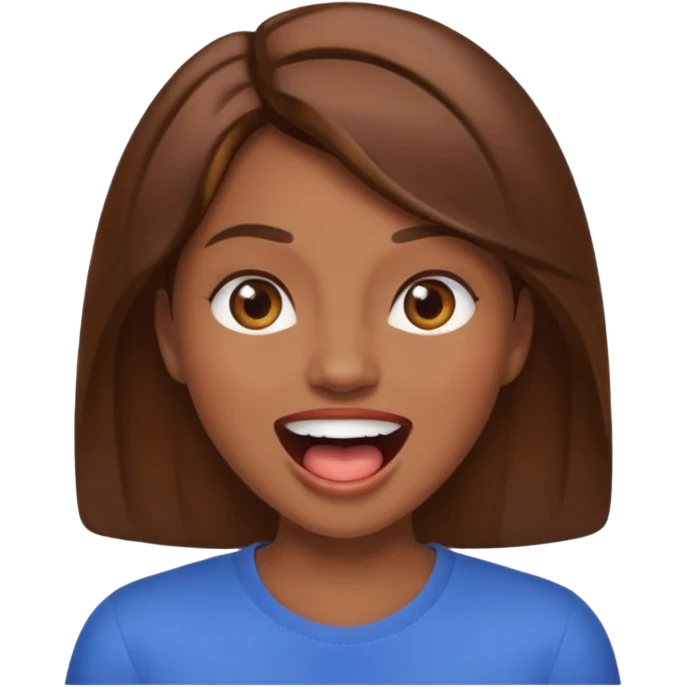 Woman brown hair with mouth open emoji