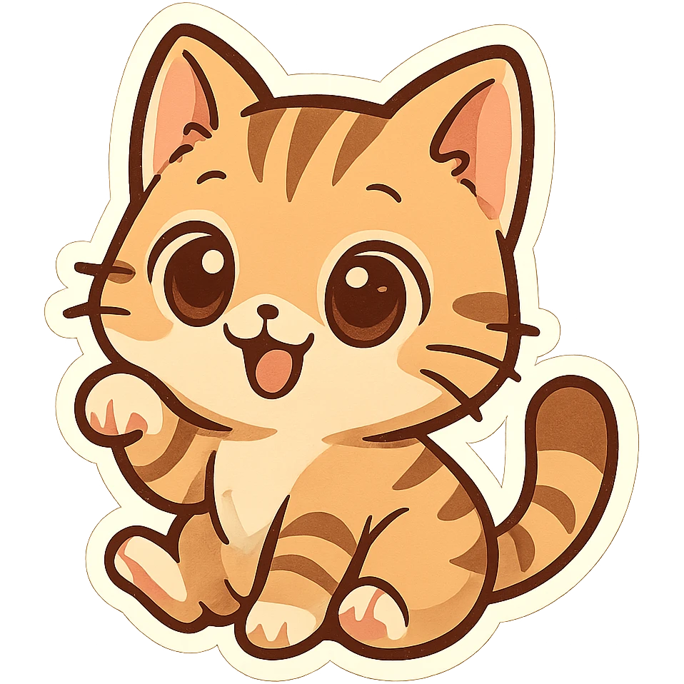 a cute cat, big eyes, playful expression, cartoon style emoji