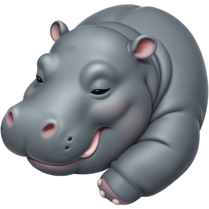 Meme-Worthy Cute Sleeping Hippo Portrait Emoji, Head resting peacefully with a contented smile, showcasing a massive, robust build and a luxuriously soft slate-gray hide, eyes shut in a serene, restful nap, Simplified yet hilariously adorable features, highly detailed, glowing with a soft, drowsy light, high shine, relaxed and utterly lovable, stylized with an air of playful laziness, bright and heartwarming, soft glowing outline, capturing the essence of a comically sleepy hippo, so meme-worthy it feels like it could instantly become the next viral sensation of adorable slumber! emoji