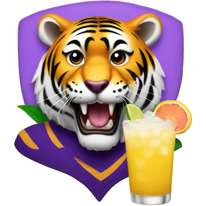 LSU Mike the Tiger with margarita  emoji